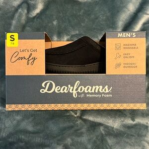 Dearfoams Memory Foam Mens Slippers Black Small NEW